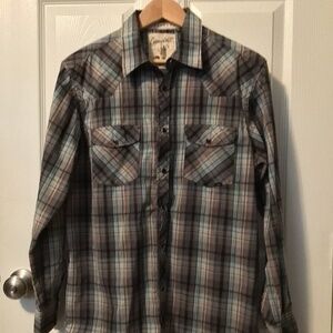 Plaid snap button shirt